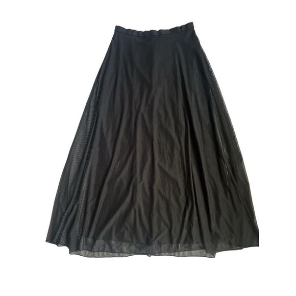 Xscape Women's Black Full Length Formal A Line Full Overlay Lined Skirt sz 12 - Picture 2 of 8